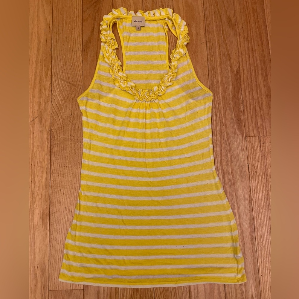 Ella Moss Yellow/White Striped Racerback Tank Top Size Small